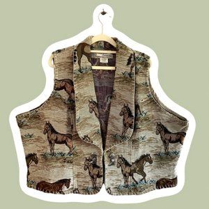 Vintage Western Horse Tapestry Vest